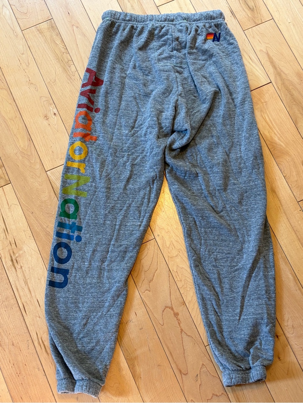 Aviator Nation Sweatpants Heather Grey Rainbow Logo on Leg size small - Picture 7 of 9